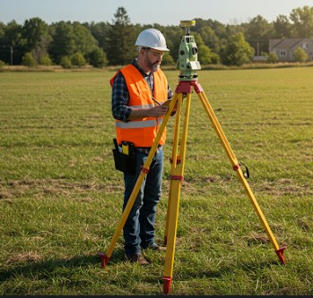 surveyour survaying a pacel of land that have just being purchased