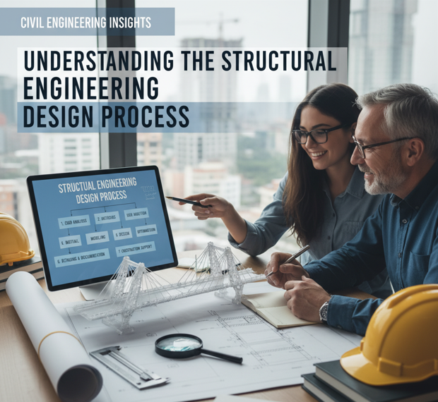 An architect and  a structural engineer discussing the initial sketches for a new building, illustrating the collaborative structural engineering design process.
