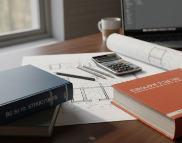A structural engineer comparing blueprints during the transition from BS 8110 to Eurocode 2.